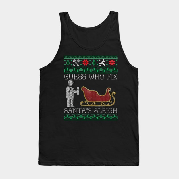 Christmas Auto Mechanic Ugly Christmas Xmas Sweater Tank Top by mrsmitful01